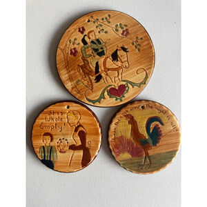 Vintage Pennsbury Pottery Ceramic Wall Plaque Decor set of 3